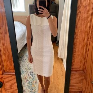 Tahari crisp white eyelet embroidery shift dress